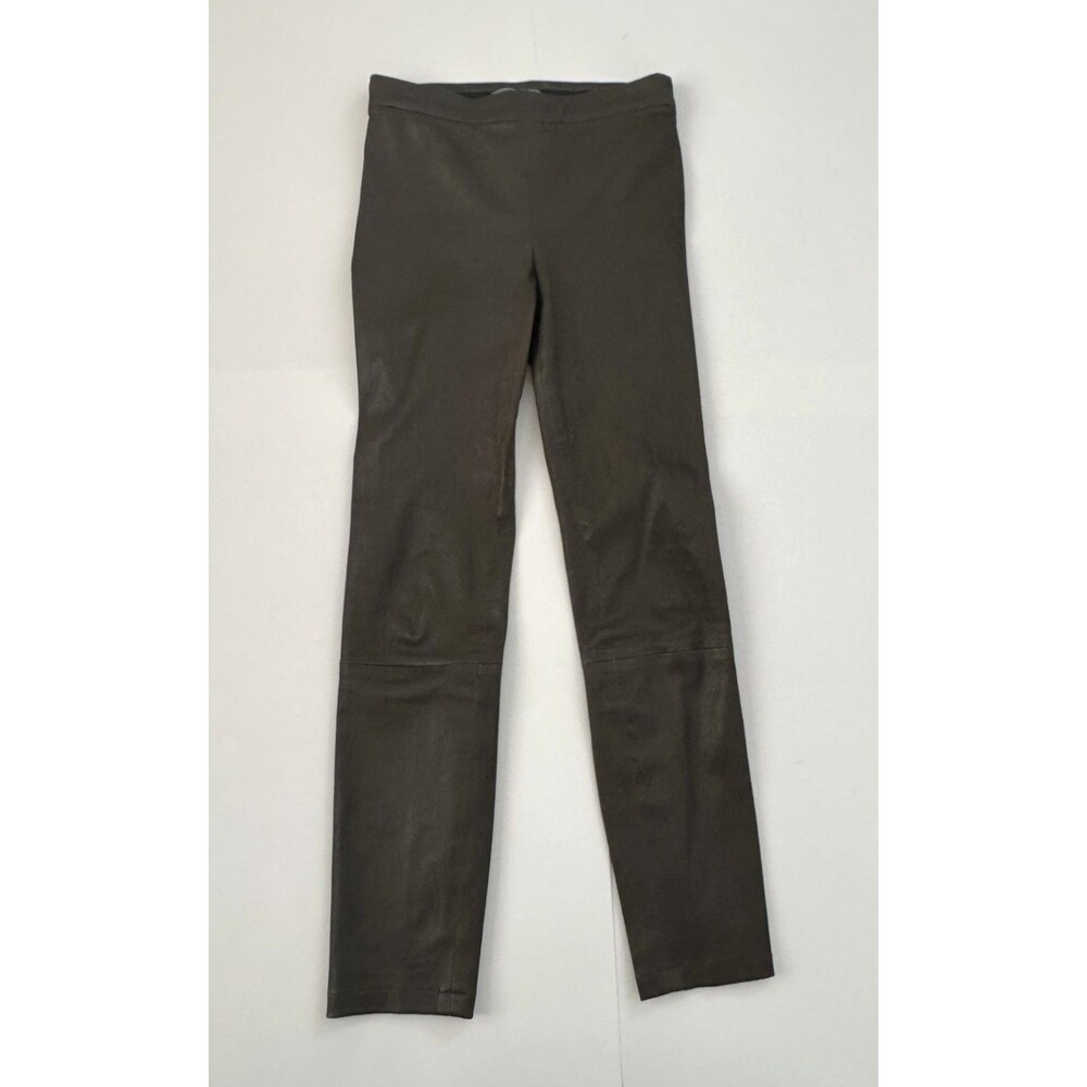 Vince 100% Leather Olive Straight Leg Leather Pants Leggings Size XS